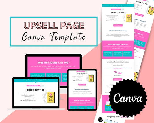 Upsell Page Template in Canva, Free Canva Page Hosting