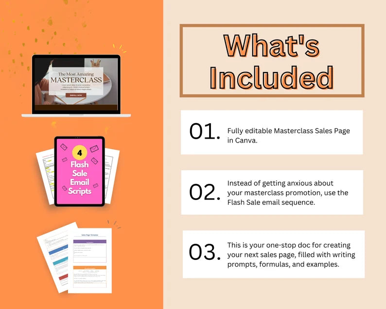 Masterclass Sales Page Template in Canva, Free Canva Page Hosting