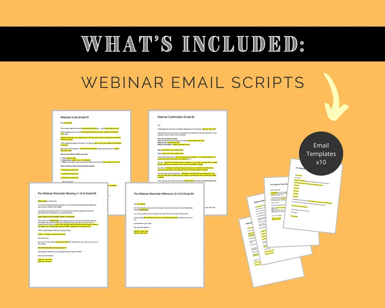 Webinar in a box | Webinar Email Templates | Webinar Social Media Posts | Webinar Script Template