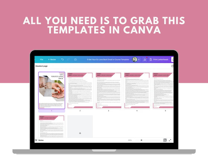 Email eCourse Template | Newsletter Template | Editable Get Your Ex Love Back