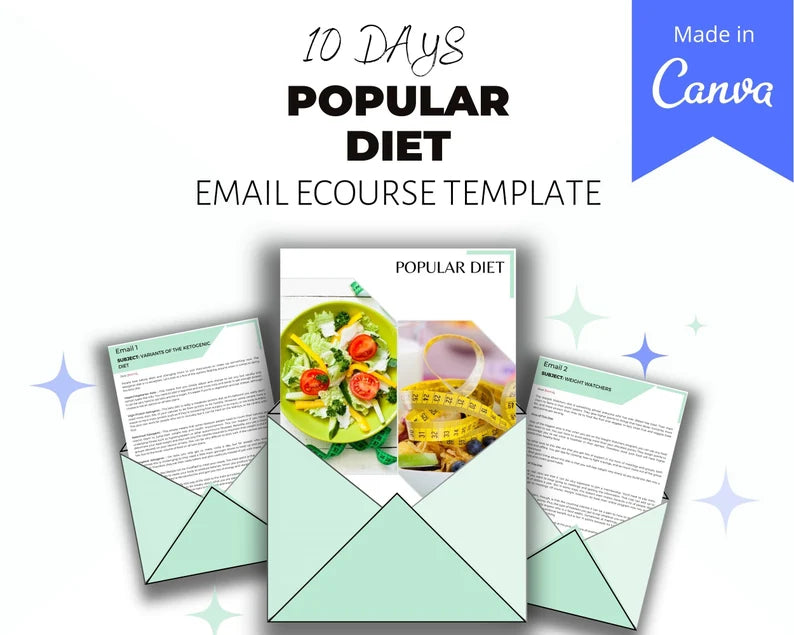 Email e-Course Template | Editable Popular Diet | Done-for-You e-Course in Canva