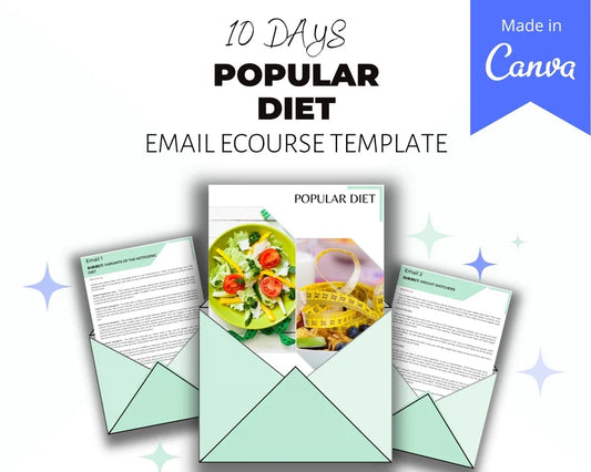 Email e-Course Template | Editable Popular Diet | Done-for-You e-Course in Canva
